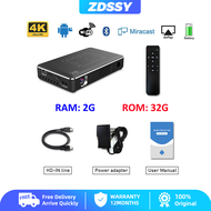 ZDSSY P10II หน้าจอ DLP 150ลูเมน3D 200นิ้วมินิ4K พกพาได้เครื่องฉายเหนือศีรษะแอนดรอยด์9.0คู่2.4G 5G Wi
