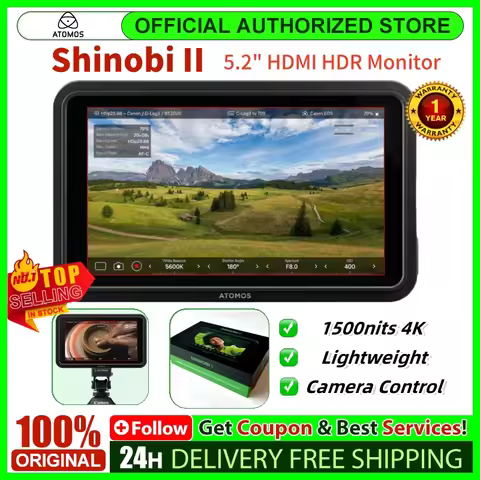 Atomos Shinobi II 5.2" HDMI HDR Monitor 1500nit HDMI 4K HDMI Cable - Compatible, and HD video input 