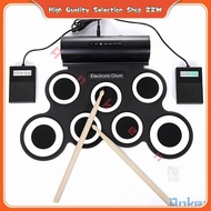 Electronic Drum Set, 7 Drum Practice Pad, Roll-up Electric Drum Built-in Speaker Drum Sticks Foot Pedals 10 Hours Playtime, Great Holiday Xmas Birthday Gift for Kids