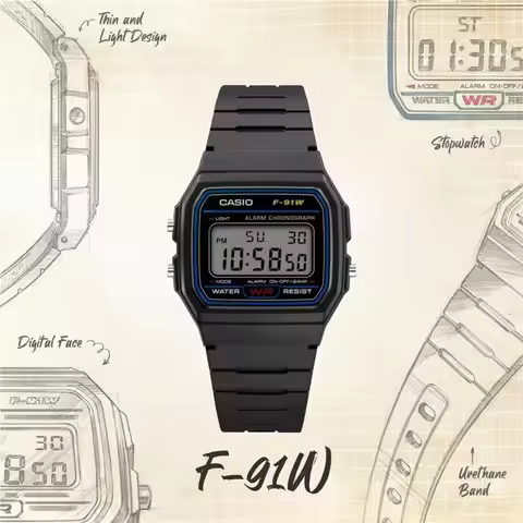 Casio F-91W-1 Small Square Electronic Watch Fashion Simple LCD Display Waterproof Trendy Versatile O