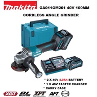 MAKITA GA011GM201 40V 4" 100MM CORDLESS BRUSHLESS ANGLE GRINDER (C/W 2X 40V 4.0AH BATTERY & 1X FAST 