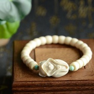 【法老羈】天然猛獁象牙冰料法老貓滿紋圓弧直切手串手鏈