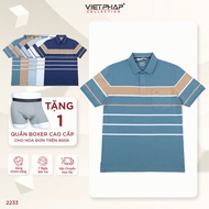 VIET PHAP Men's Polo Shirt Luxury Form - 4-Way Striped T-shirt with Pockets, elegant, luxurious 2233