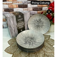 KYOTO JAPANESS CERAMIC DINNER PLATE 21CM / KYOTO WHITELINE CERAMIC PLATE 21CM / CONCAVE DINNER PLATE