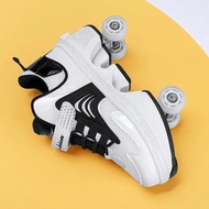 Quad Wheel Inline Skates Roller Shoes ปรับขนาดได้สําหรับเด็กและผู้ใหญ่ล้อสองแถวสกู๊ตเตอร์กีฬาและความ