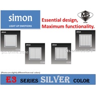 SIMON E3 Silver - 1Gang 1Way , 2Gang 1Way , 3Gang 1Way , 4Gang 1Way  - Switch Lampu , Kipas