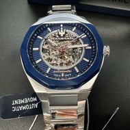 MASERATI手錶,編號R8823142004,46mm寶藍錶殼,銀色錶帶款