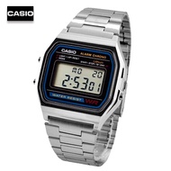 Velashop นาฬิกาข้อมือผู้ชายคาสิโอ ดิจิตอล Casio Digital สายสแตนเลส รุ่น A158WA-1DF - สีเงิน, A-158WA, A158WA, A158