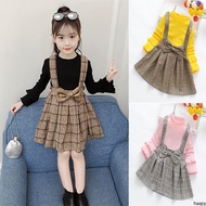 Baju Kanak Kanak Perempuan Baby Girl Dress Long Sleeve Fake Two Piece Bow Half Turtleneck Retro Classic Autumn
