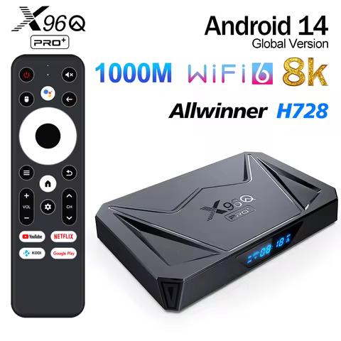 X96Q PRO+ Android 14 Smart TV Box Allwinner H728 Quad Core 8K HD 1000M Wifi6 X96QPRO Plus Set Top Bo