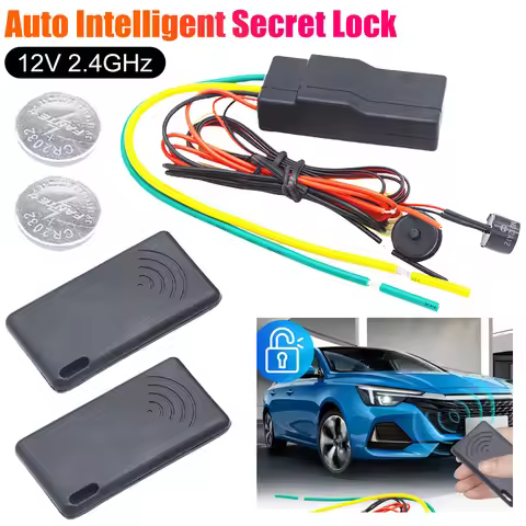 Universal Car Alarm Systems Auto Intelligent Secret Lock Anti-Hijacking 2.4GHz 12V RFID Engine Dark 