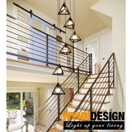 Wynn Design [6 Light Pyramid Design] Duplex Lamp Nordic Lighting Stair Chandelier Staircase Chandeli