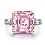 12*12 MM 7CT Asscher Cut Lab Sapphire Citrine High Carbon Diamond Gemstone Wedding Party Ring for Wo