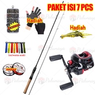 (Beli 1 Dapat 7) Joran Pancing 1 Set Reel Besi / pancing 1 set lengkap kuat / joran pancing kuat 50k