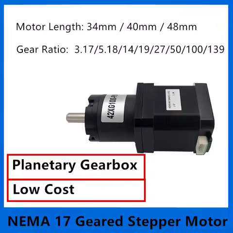 NEMA 17 Stepper Motor with Planetary Gearbox NEMA 17 Geared Stepper Motor 34mm/40mm/48mm