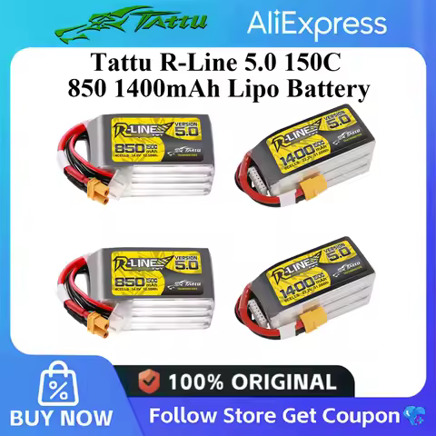 Tattu R-Line 5.0 V5 150C 850 1300 1550mAh Lipo Battery 4S/6S XT30 XT60 Plug FPV Racing Drone RC Quad