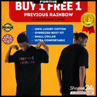 BUY 1 FREE 1 Rainbow Embroidery Oversized Black T-shirt Men Clothes 100% Heavy Cotton Streetwear Ove