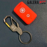 Paket Gantungan kunci motor logo Yamaha Dan cover silikon remote  Fazzio Filano Nmax Aerox Xmax Lexi