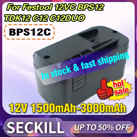 12V 1.5Ah/2.0Ah/2.5Ah/3.0Ah Rechargeable Battery for Festool 12VC BPS12 TDK12 C12 C12DUO Ni-MH Ni-Cd