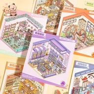 PET Miniature Diorama Sticker Book 3D House Collection