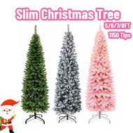 2025 5/6/7/8FT Slim Christmas Tree 1150 Thick Branch Tips Branches Metal Stand Christmas Tree