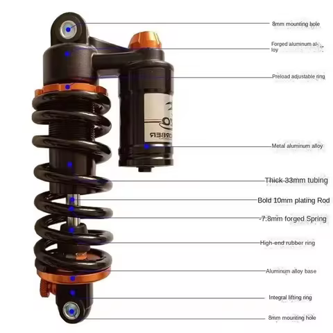 MTB Rear Suspension Shock 190/180mm 6066 Alloy Adjustable Coil Spring for Downhill&Electric Mountain