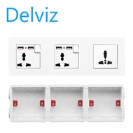 Delviz (US/UK/EU) 3-hole  socket +double  3-hole USB 5V2100mA socket  with socket mounting box