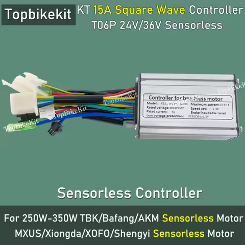 Ebike 250W 15A Motor Controller Sensorless T06P KT 24V 36V 250W Controller For 250W Electric hub Mot
