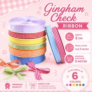PREMIUM GINGHAM GIFT RIBBON, 2cm checkered gift ribbon