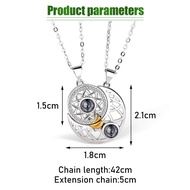 Kalung Magnet Couple Pasangan Liontin Matahari & Bulan Titanium Fashion Necklace Sepasang