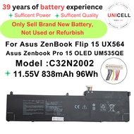 For Laptop battery  C32N2002 11.55V 838mAh 96Wh Asus ZenBook Flip 15 UX535LI UX564EH UX564EI UX564PH