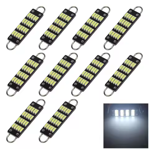 10x White AUTO Rigid Loop Festoon Lamp Dome Light 20 4014 SMD LED 560 570 Z2676