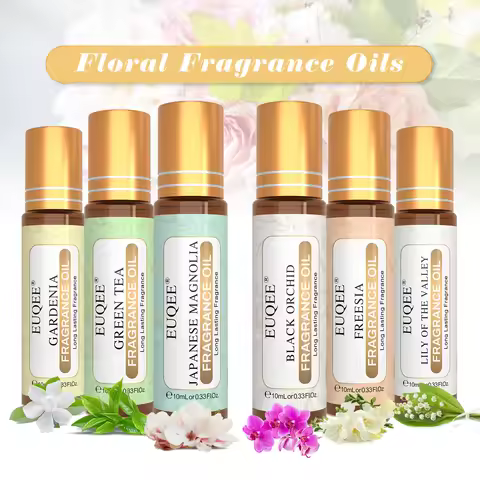 EUQEE 6PCS Flower Series Fragrance Oil Set -10ml Japanese Magnolia Black Orchid Gardenia Green Tea F