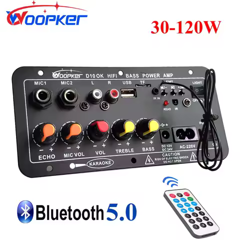 Woopker Audio Amplifier Board 30-120W Support Dual Microphone Bluetooth Amplificatore Subwoof for 4O