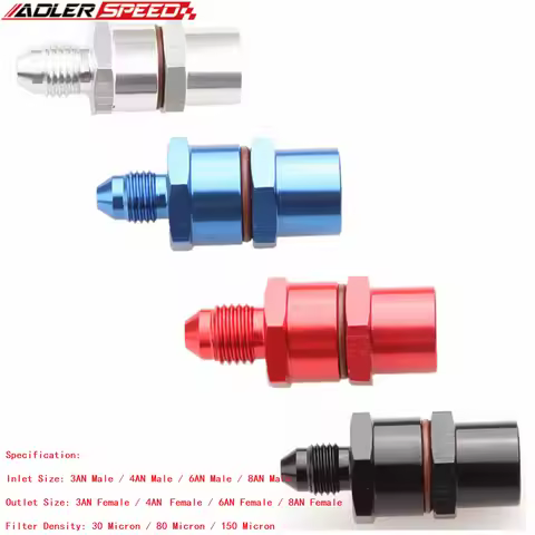 AN3/AN4/AN6/AN8 Male To AN3/AN4/AN6/AN8 Female High Flow Turbo Oil Feed Line Filter 30 Micron