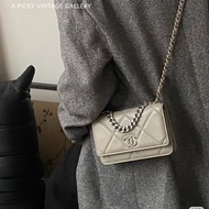 香奈兒19WOC CHANEL鼠尾草灰羊皮銀釦19WOC鏈包AP0957