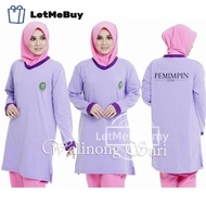 Baju Purple Perempuan T-shirt Muslimah Puteri Islam Pemimpin PPIM Muslimah Jersey Labuh Microfiber Plus Size Design Baru Baju Jersi Muslimah Murah Malaysia Long Sleeve Viral Plain