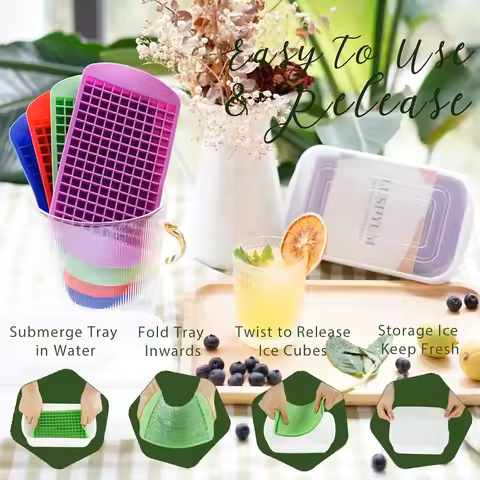 1PC Mini Ice Cube Trays 160 Small Nugget Ice Cube Tray Silicone Tiny Crushed Ice Maker for Coffee Ju