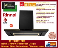 Rinnai RH-C1059-PBR Sleek &amp; Stylish Matt Black Design Plasma Filter Technology Chimney Hood | Electronic touch control with delay stop timer | FREE EXPRESS DELIVERY