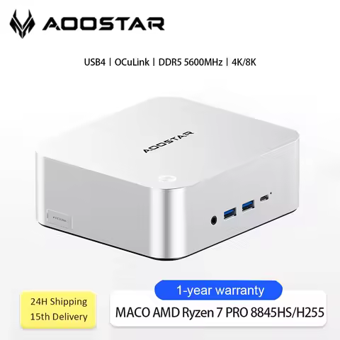 AOOSTAR Mini PC MACO AMD Ryzen 7 PRO 8845HS/H255 Mini PC Windows 11 DDR5 Support 4 Displays WIFI6 De