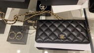 Chanel WOC Wallet on Chain Black Calf Skin 牛皮 黑金魚子醬
