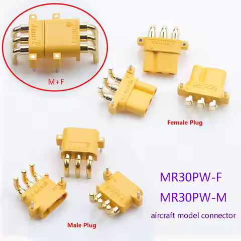 10Pcs/lot Amass MR30PW M-F Male Female Connector Plug PCB 3-PIN 90 Angle Motor ESC plug for Lipo Bat