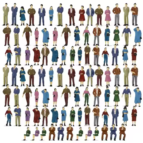Model Railway O Scale Model Figures 1:50 Figures Standing Seated Passenegers 13 Different Poses 50pc