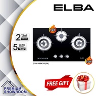 (AUTHORISED DEALER) ELBA 3 Burners 5.0kW Built In Hob / Gas Stoves / Glass Stove (BLACK) EGH-K8843G(