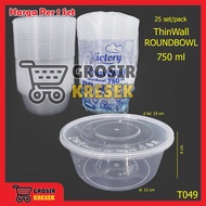 [LBR] T049 Thinwall Victory Round Bowl 750 ml Plastic Lunch Box Food Container - GK Food Packaging