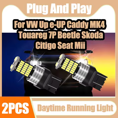 2PCS 3400LM High Power 7443 W21/5W T20 Daytime Running Light 6W For VW Up e-UP Caddy MK4 Touareg 7P 