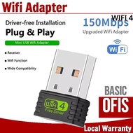 150Mbps 2.4G Mini USB Wifi 4 Receiver Antenna Wireless Adapter Network