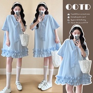 ในฤดูร้อนที่น่ารัก Insular ชุดคลุมท้องกับโบว์หูกระต่ายและ Ruffles