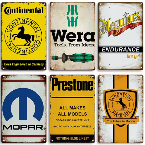 Racing Garage Mechanic Shop Vintage Metal Sign Car Parts Metal Plaque Automotive Workshop Wall Decor