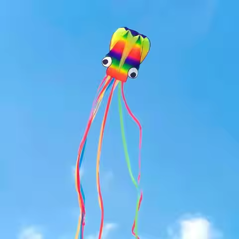 [JN] 1 Set Giant Soft Kites For Adults Outdoor Toys Rainbow Colored 3D Octopus Soft Kite 4m Giant Ki